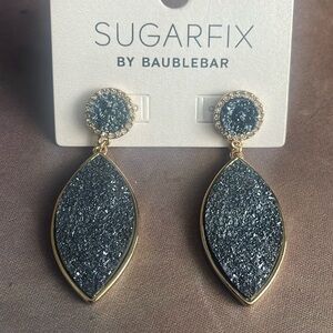 Sugar Fix druzy dangle post earrings rhinestone gold tone